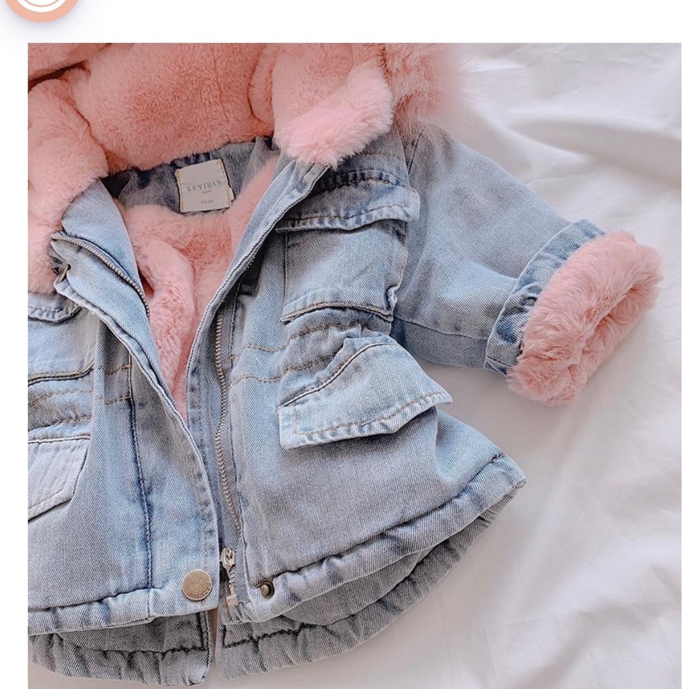 Blue Holly Oversized Denim Fur Hooded Winter Coat Jacket - Picture 8 of 12